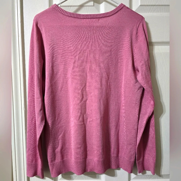 Emaline Chevron Ruffle Crewneck Sweater in Pink, Lightweight Rayon Blend, EUC! - Picture 6 of 10